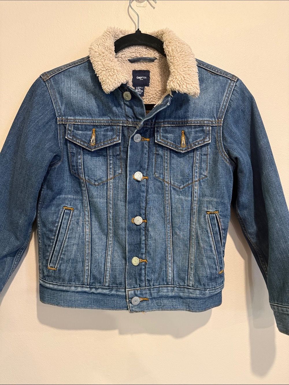 🧨Gap Kids Sherpa Collar Denim Jacket - Blue Classic Cute Comfortable Warm